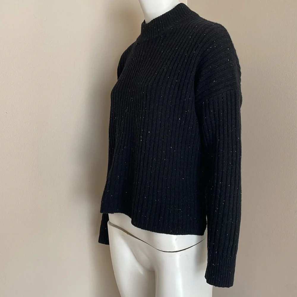 Madewell Donegal Resourced Cashmere Wool Ribbed Mockneck Sweater Black Size XXS